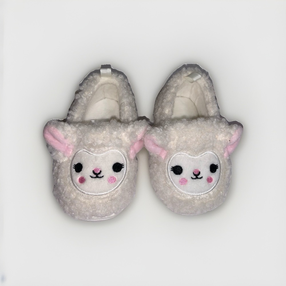 Toddler Size 5 Sweet Little Lamb Slippers Cozy Plush Rubber Sole Kids House Shoe